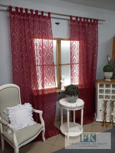 -50 % KOMPLET 2 SZT FIRAN , FIRANA zasłona zasłony NA SZELKACH BORDO 140/280