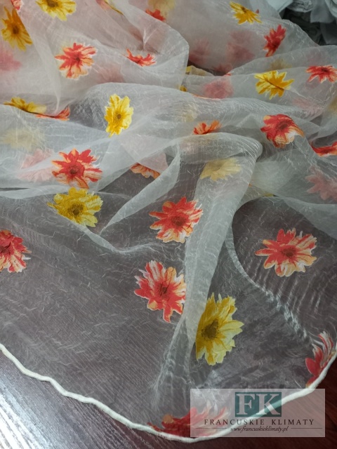 MATERIAŁ TKANINA ORGANZA ORGANTYNA KWIATKI 260 CM