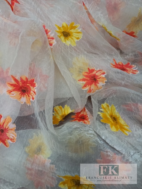 MATERIAŁ TKANINA ORGANZA ORGANTYNA KWIATKI 260 CM