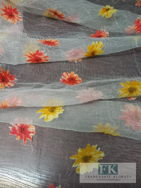 MATERIAŁ TKANINA ORGANZA ORGANTYNA KWIATKI 260 CM