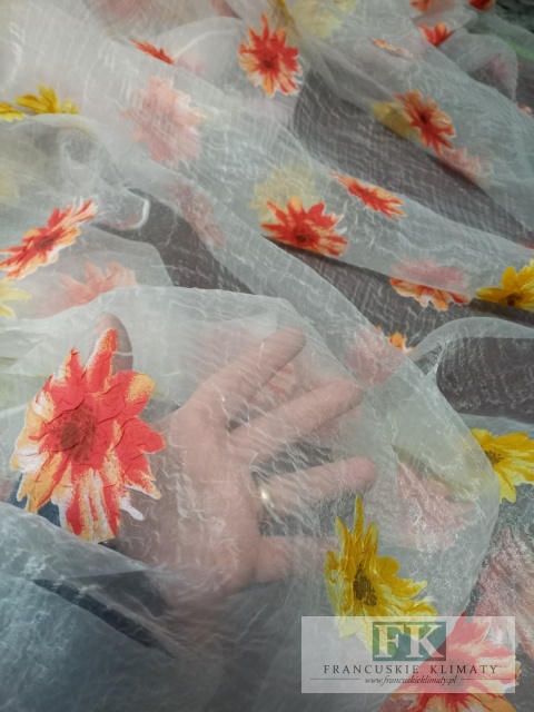 MATERIAŁ TKANINA ORGANZA ORGANTYNA KWIATKI 260 CM