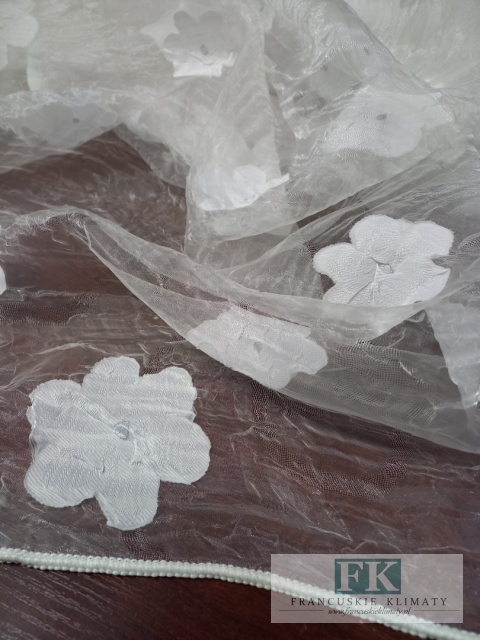 MATERIAŁ TKANINA ORGANZA ORGANTYNA KRESZOWANA KWIATUSZKI 280 CM