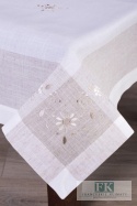 OBRUS MOLI 140x240 ŁAMANA BIEL BEŻ NATURA SHABBY CHIC FRANCJA