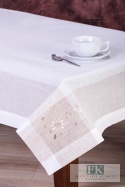 OBRUS MOLI 140x240 ŁAMANA BIEL BEŻ NATURA SHABBY CHIC FRANCJA