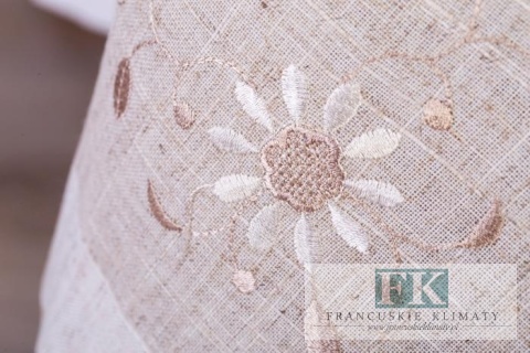 OBRUS MOLI 140x240 ŁAMANA BIEL BEŻ NATURA SHABBY CHIC FRANCJA