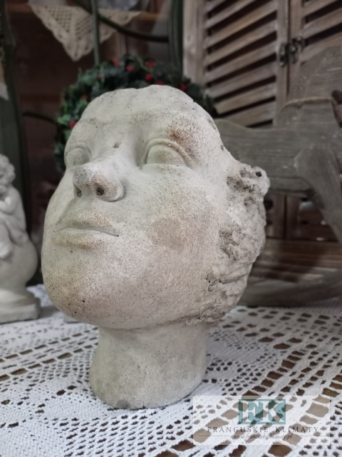 OSŁONKA DONICA TWARZ CERAMICYNO BETONOWA 19 CM BEŻ