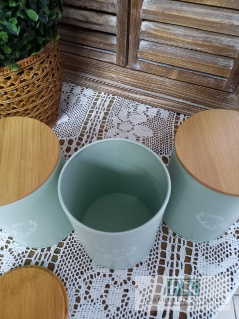kpl , KOMPLET 3 szt PUSZEK "SUGAR + COFFE + TEA" PUSZKA SERCE 15,5 cm mięta SHABBY , PROWANSJA , VINTAGE