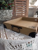 TACA DREWNIANA DEKORACYJNA CARGO 39 CM RETRO SHABBY CHIC PROWANSJA LOFT