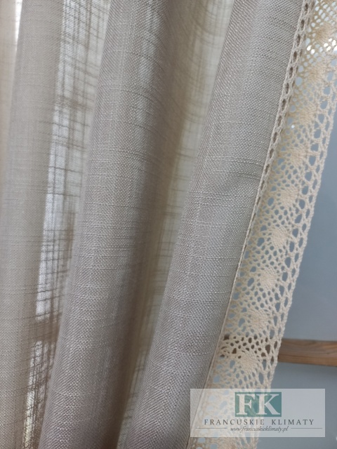 ZASŁONA NATURA CIEMNY BEŻ KORONKA 140/250