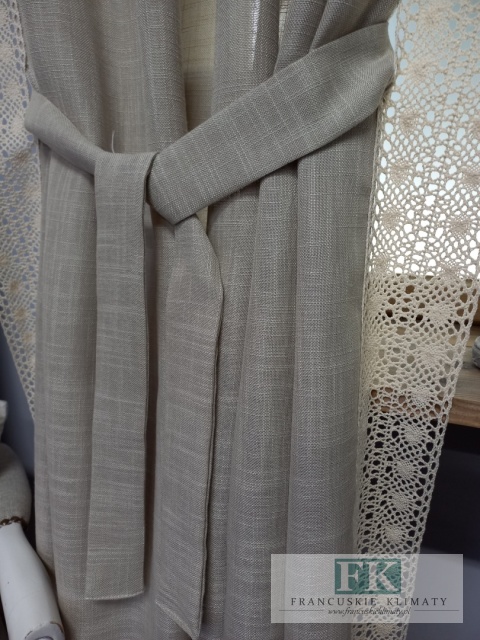 ZASŁONA NATURA CIEMNY BEŻ KORONKA 140/250