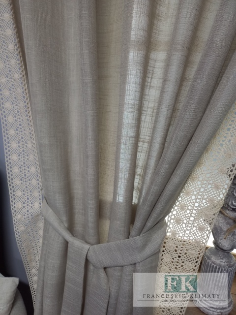 ZASŁONA NATURA CIEMNY BEŻ KORONKA 140/250