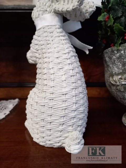 FIGURA KRÓLIK ZAJĄC Z KOKARDKĄ 27 cm jak pleciony