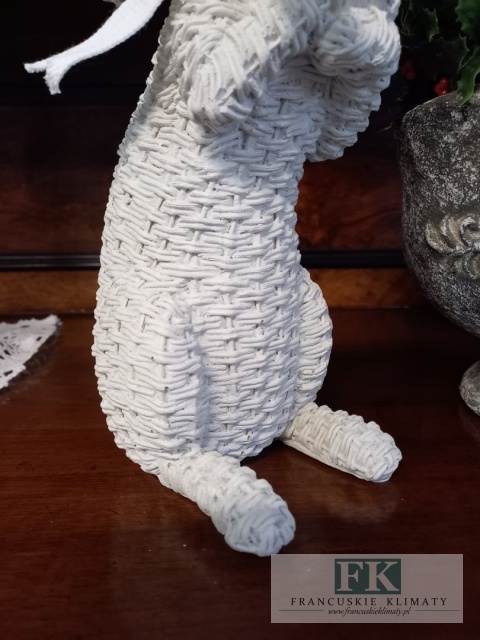 FIGURA KRÓLIK ZAJĄC Z KOKARDKĄ 27 cm jak pleciony