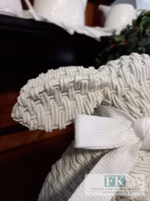 FIGURA KRÓLIK ZAJĄC Z KOKARDKĄ 27 cm jak pleciony