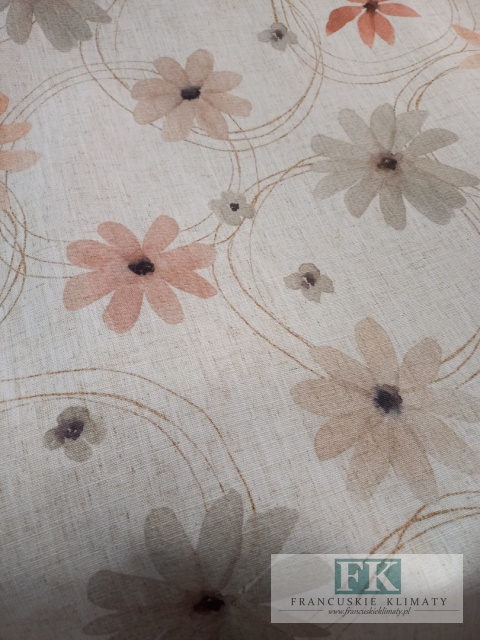 TKANINA MATERIAŁ KWIATY 150 SZEROKOŚCI , SHABBY TKANINA Z DOMIESZKĄ LNU