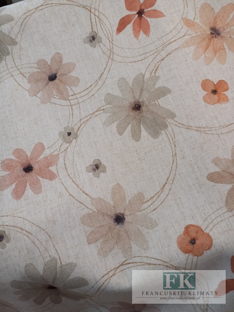 TKANINA MATERIAŁ KWIATY 150 SZEROKOŚCI , SHABBY TKANINA Z DOMIESZKĄ LNU