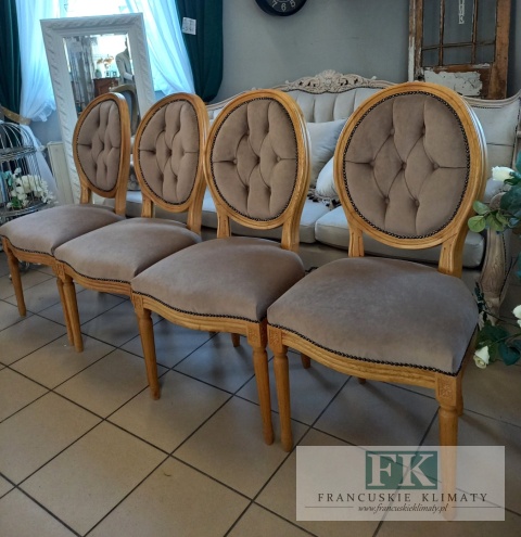 FRANCUSKI kpl. 4 szt. KRZESŁA MEDALION plusz CIENIOWANY !