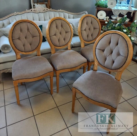 FRANCUSKI kpl. 4 szt. KRZESŁA MEDALION plusz CIENIOWANY !