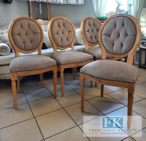 FRANCUSKI kpl. 4 szt. KRZESŁA MEDALION plusz CIENIOWANY !