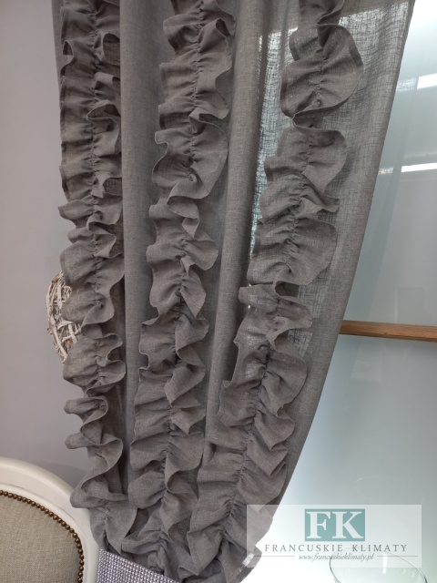 KOMPLET , ZASŁON ZASŁONY FALBANY PIONOWE Z TUBKAMI CYRKONIE 100/200 x 2 SZT NATURA , SZARE W STYLU PROWANSALSKIM , FRANCUSKIM