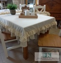 OBRUS NATURA BEŻ 140x140 FALBANY KORONKA , STYL FRANCUSKI SHABBY CHIC