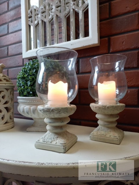 ŚWIECZNIK , LAMPION NA NODZE 27 CM SHABBY