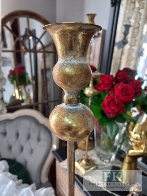 ŚWIECZNIK METALOWY ZŁOTY 79,5 CM