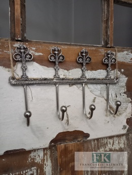 METALOWY WIESZAK ŚCIENNY Z 4 HAKAMI 23,5 CM , SREBRNY