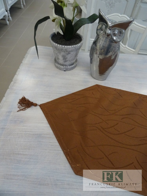 BIEŻNIK DEKORACYJNY BAROK CZEKOLADA 33x140 PROWANSJA SHABBY CHIC VINTAGE LOFT