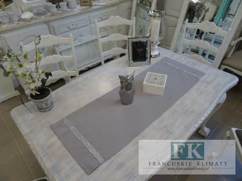 BIEŻNIK DEKORACYJNY DIAMENT 40X120 JASNOSIWY PROWANSJA SHABBY CHIC VINTAGE LOFT