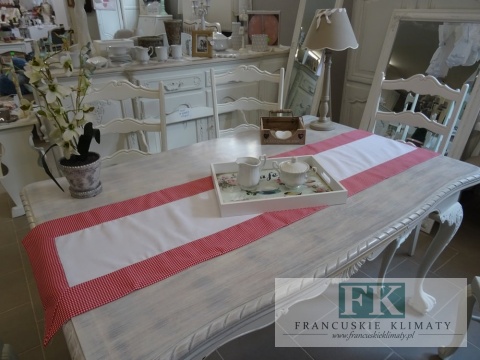 BIEŻNIK DEKORACYJNY CZERWONA KRATA 40X160 PROWANSJA SHABBY CHIC VINTAGE LOFT