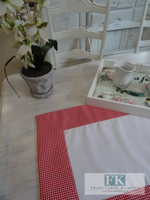 BIEŻNIK DEKORACYJNY CZERWONA KRATA 40X160 PROWANSJA SHABBY CHIC VINTAGE LOFT