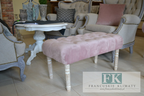 CHESTERFIELD 80 CM PUDROWY RÓŻ SIEDZISKO - PUFA - ŁAWECZKA shabby CHESTERFIELD 80 CM PUDROWY RÓŻ SIEDZISKO - PUFA - ŁAWECZKA shabby