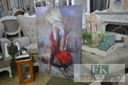 OBRAZNA PŁÓTNIE DAMA KOBIETA W CZERWONYM BODY 110/70 CM