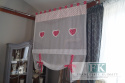 ROLETKA, EKRAN , PANEL MALINOWY- BIAŁY PROWANSJA , SHABBY, SZER 130 CM WYS 130 BATYST , BAWEŁNA KOLEKCJA SERCE
