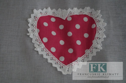 ROLETKA, EKRAN , PANEL MALINOWY- BIAŁY PROWANSJA , SHABBY, SZER 130 CM WYS 130 BATYST , BAWEŁNA KOLEKCJA SERCE