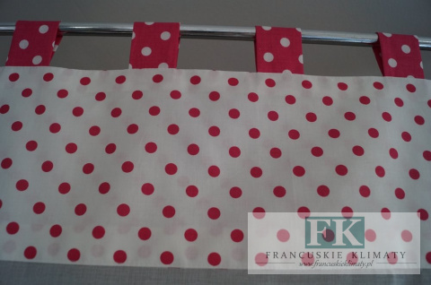 ROLETKA, EKRAN , PANEL MALINOWY- BIAŁY PROWANSJA , SHABBY, SZER 130 CM WYS 130 BATYST , BAWEŁNA KOLEKCJA SERCE