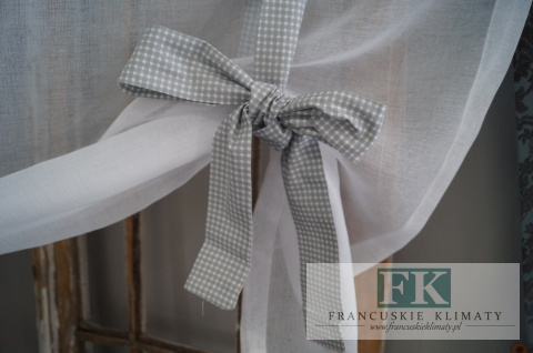 ROLETKA, EKRAN , PANEL PEPITKA SIWY-BIEL PROWANSJA , SHABBY, SZER 130 CM WYS 130 BATYST , BAWEŁNA KOLEKCJA SERCE