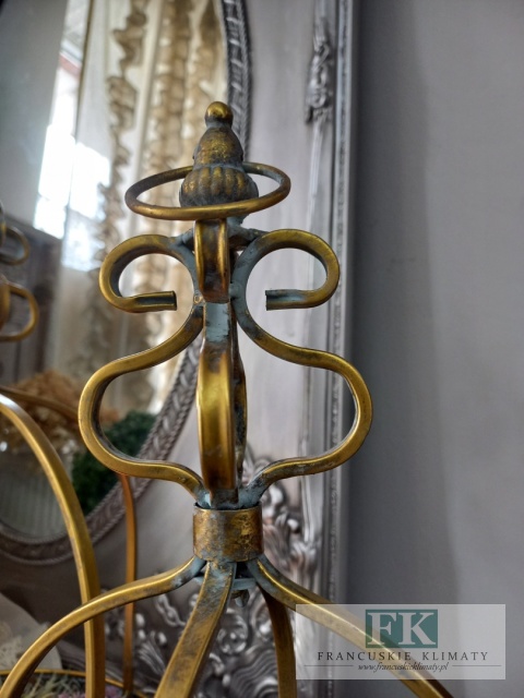 DEKORACYJNA TACA , KWIETNIK , LAMPION KORONA 45 CM ANTYCZNE ZŁOTO