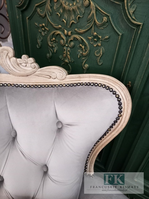 FRANCUSKI FOTEL PLUSZ antyczne drewno