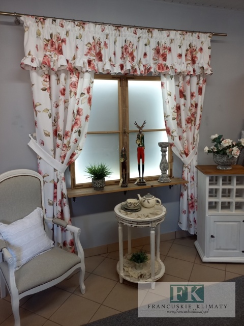 KPL KOMPLET ZASŁONY LAMBREKIN WIĄZANIA KWIATY 140/250 x 2 , 380/40