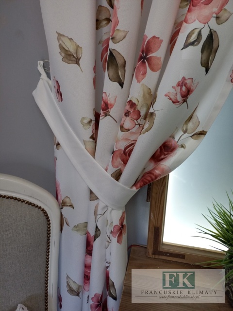 KPL KOMPLET ZASŁONY LAMBREKIN WIĄZANIA KWIATY 140/250 x 2 , 380/40