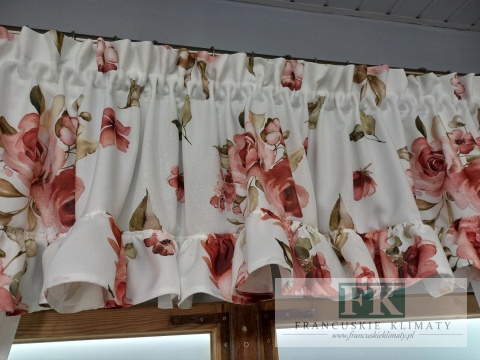 KPL KOMPLET ZASŁONY LAMBREKIN WIĄZANIA KWIATY 140/250 x 2 , 380/40