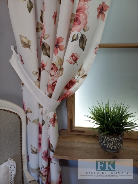 KPL KOMPLET ZASŁONY LAMBREKIN WIĄZANIA KWIATY 140/250 x 2 , 380/40