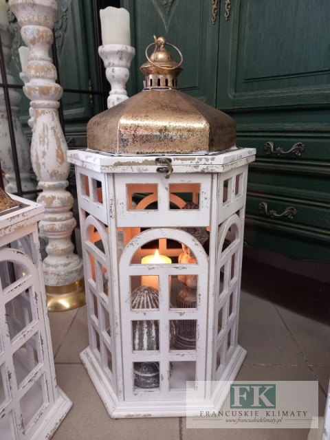LAMPION LATARNIA KAMIENICZKA 82 CM DREWNO METAL