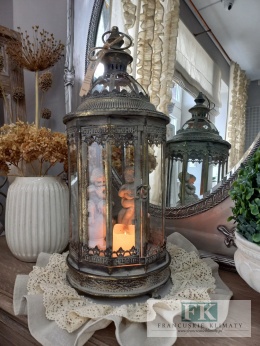 LATARNIA LAMPION METAL 58 CM , ZŁOTO ANTYCZNE