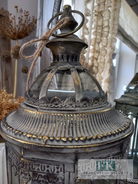 LATARNIA LAMPION METAL 58 CM , ZŁOTO ANTYCZNE