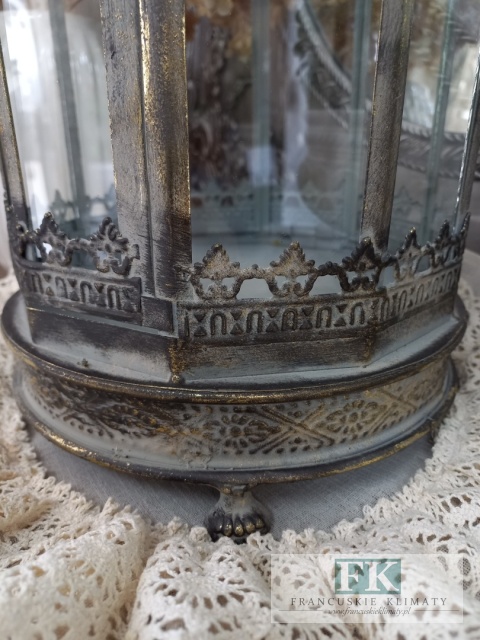 LATARNIA LAMPION METAL 58 CM , ZŁOTO ANTYCZNE