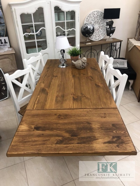 LITE DREWNO ! KOMPLET STÓŁ rozkładany + 6 SZT KRZESEŁ PROWANSJA RUSTIC BOHO VINTAGE