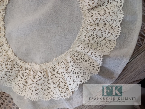 SERWETKA FALBANKA KORONKA KOŁO fi 45 cm BEŻ NATURA prowansja , shabby chic